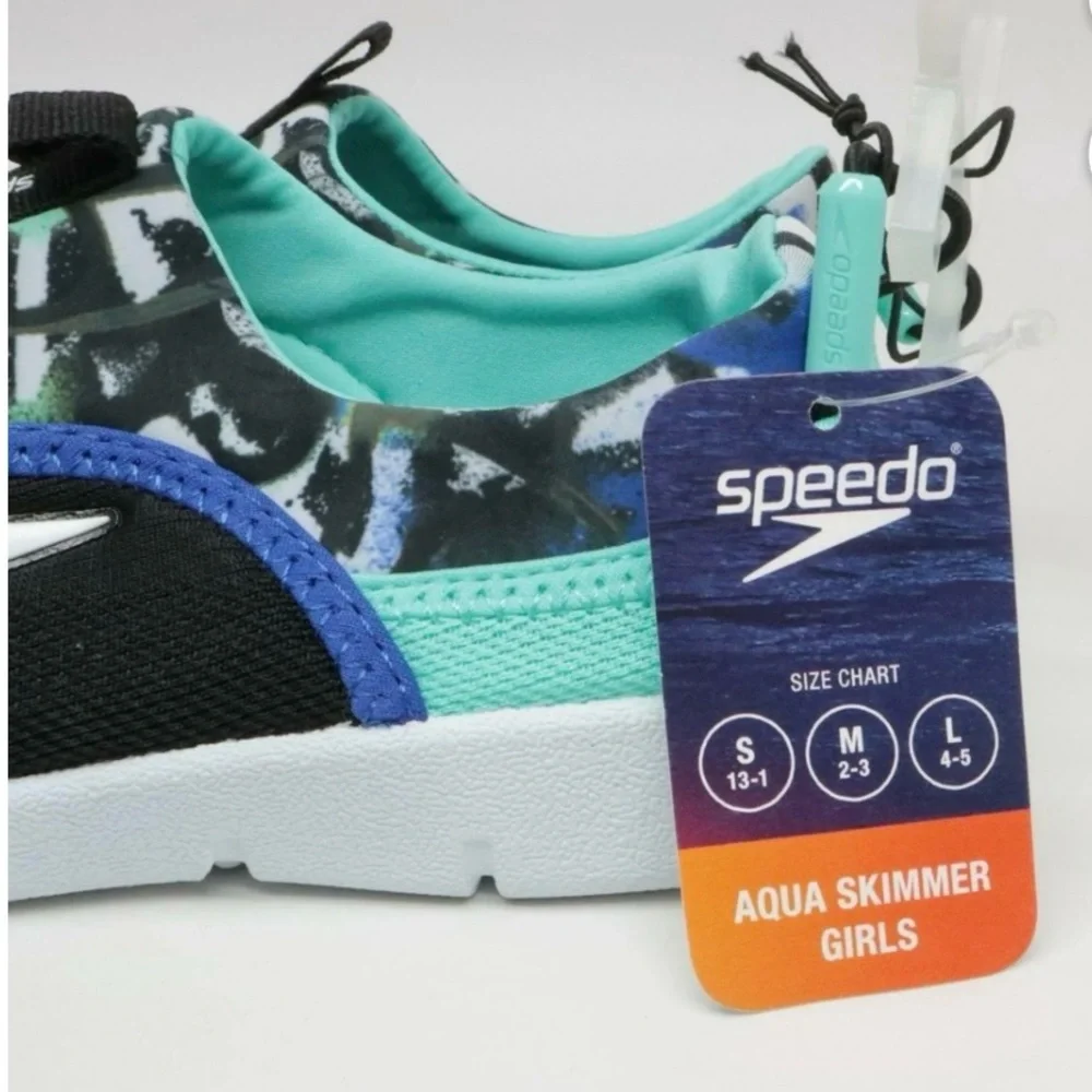 🆕-Speedo Junior Aquaskimmer Shoes - Black S. Fits Kids Shoe 13-1